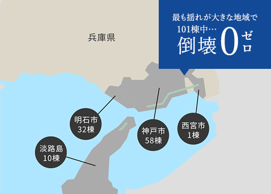 最も揺れが大きな地域で101棟中…倒壊0