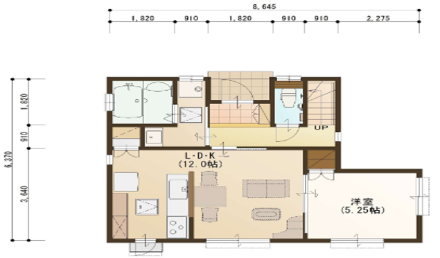 広々としたLDKのあるロフト付きのおうち