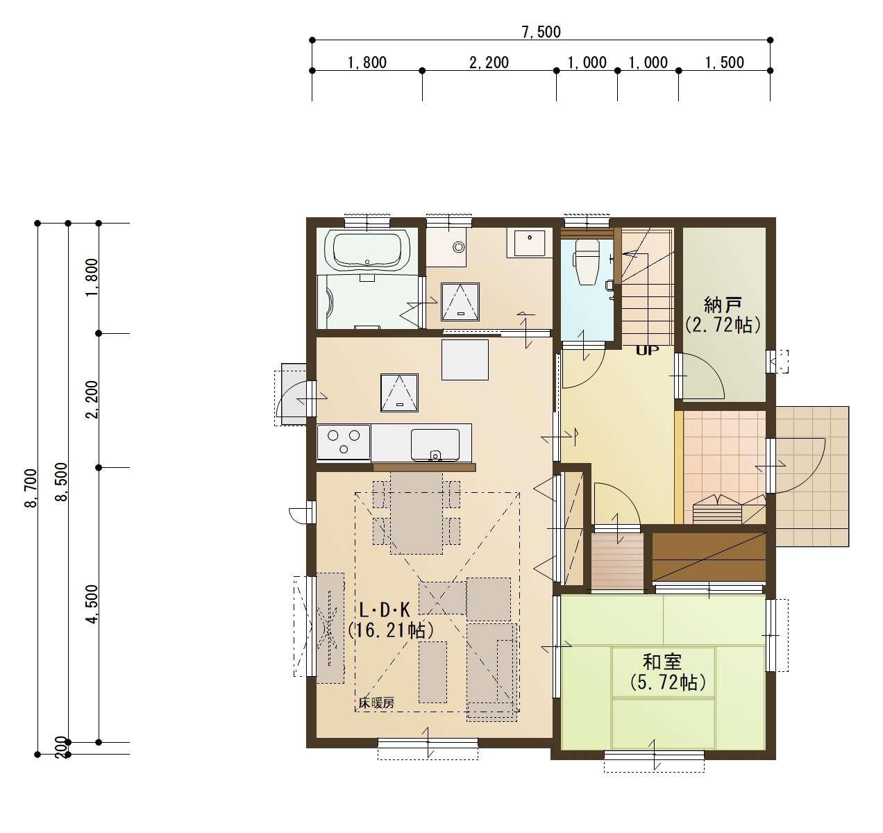 床暖房完備のリビングと賢い収納の住まい