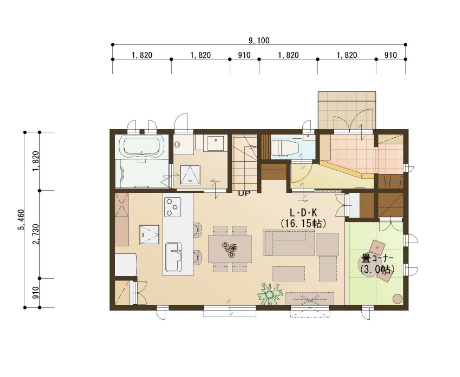 広々としたリビングが和室と調和する贅沢な空間