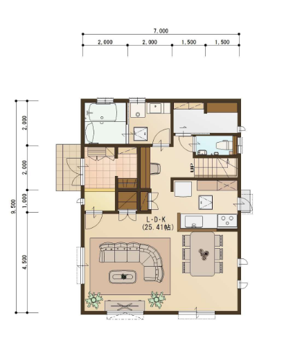 広々25帖のリビングで贅沢な生活、家事がラクな理想の住まい